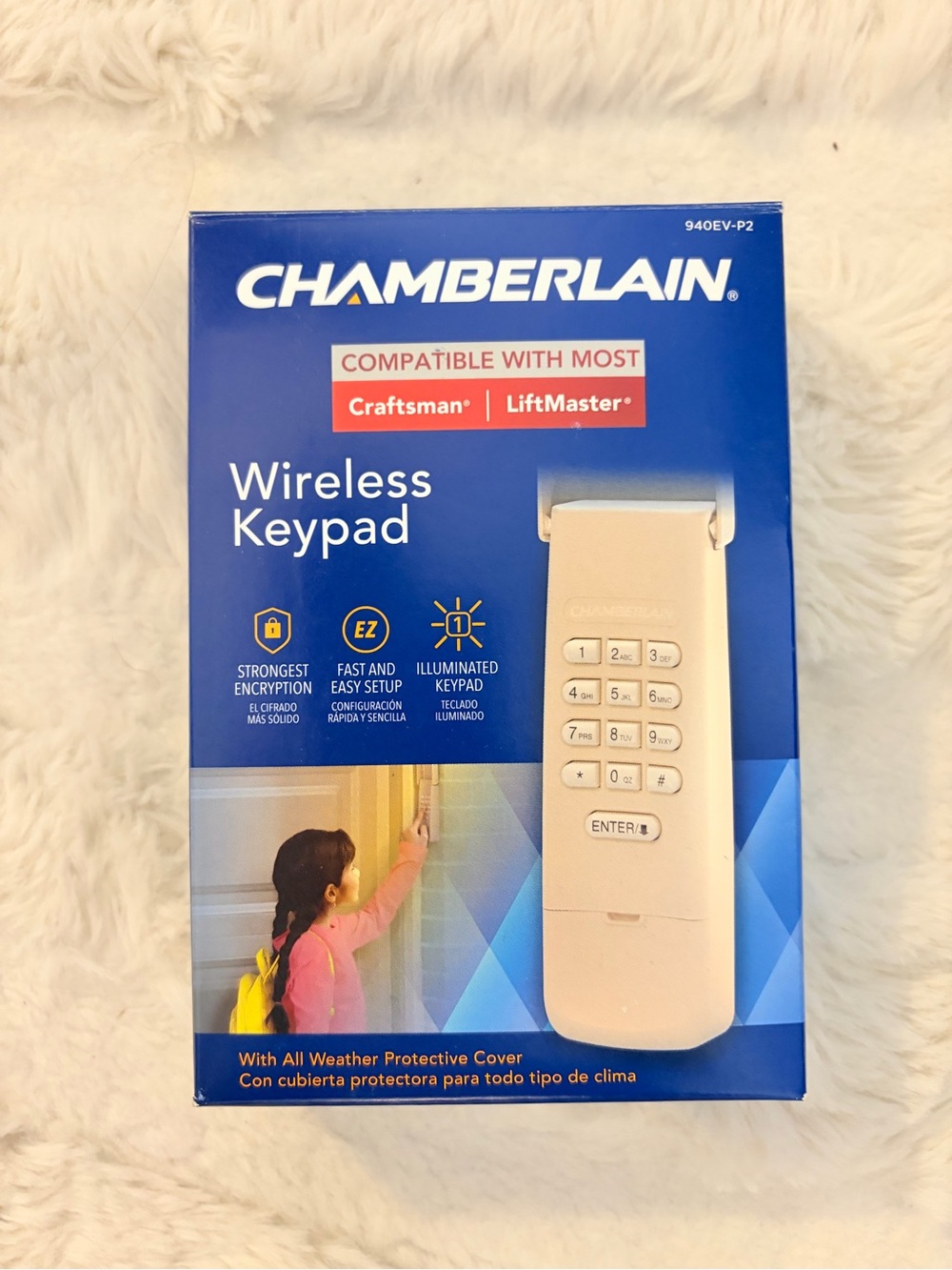 Wireless Keypad - White - Compatible with Craftsman & LiftMaster